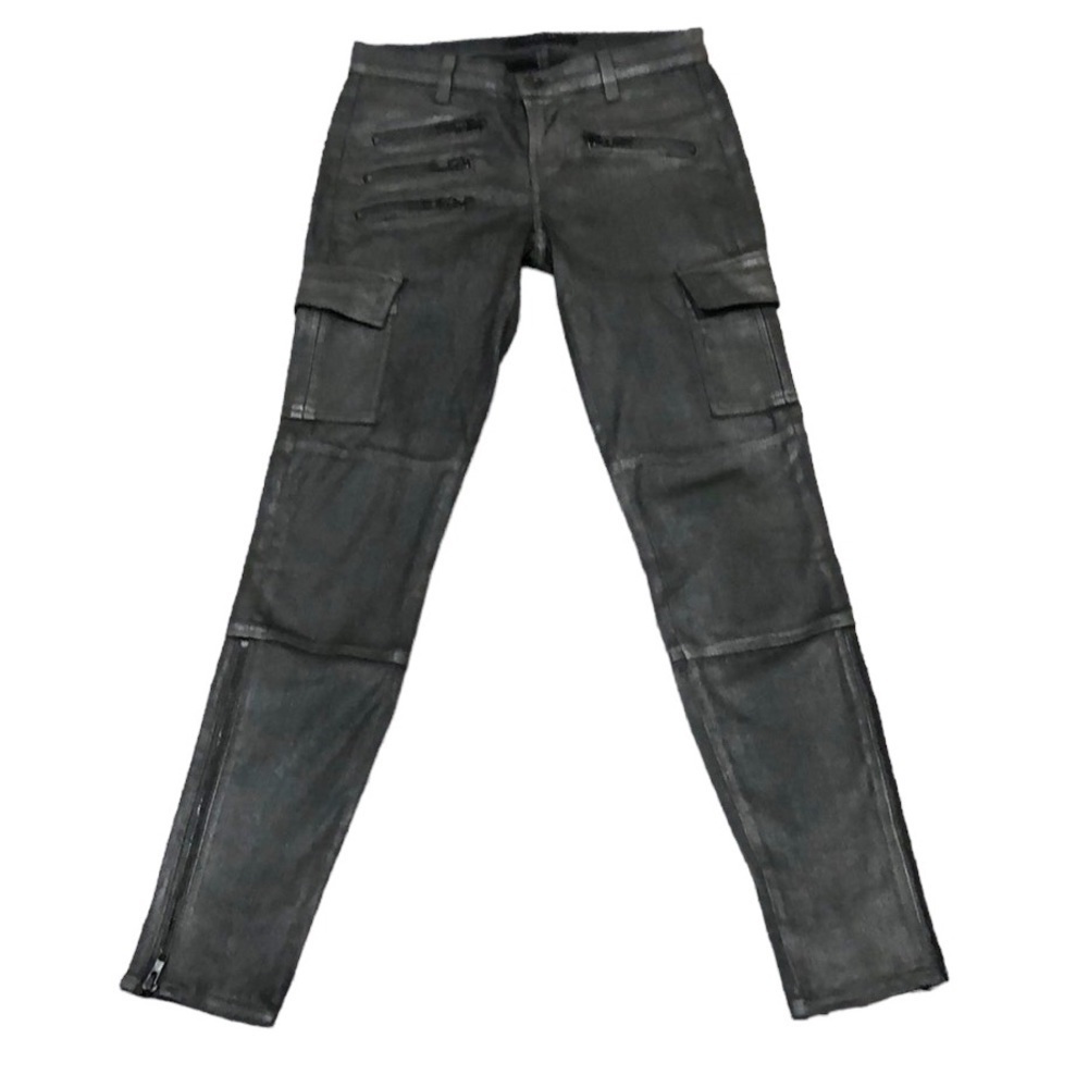 J Brand Skinny Cargo Jeans Size 26 Midnight Walk Dark Gunmetal Silver Glitter